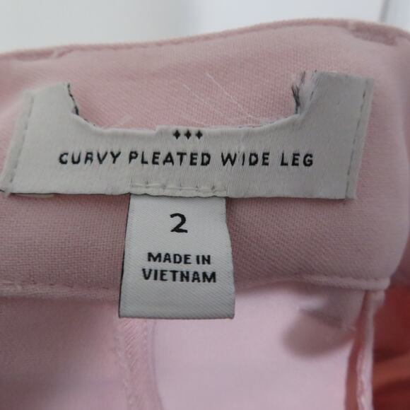 Banana Republic Womens Sz 2 Light Pink Curvy Pleated Wide Leg Pants High Rise - Picture 4 of 5